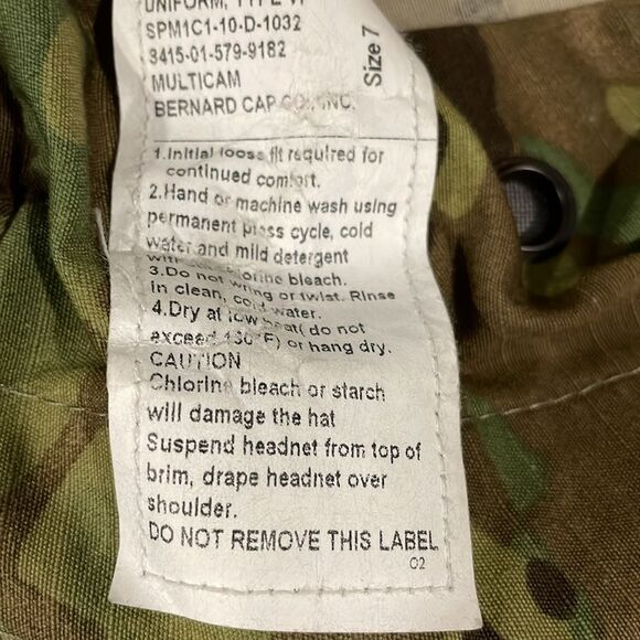 US Army Uniform Camo Bucket Hat Bernard Cap Sz 7 Women Green Adjustable Strap - Picture 6 of 7